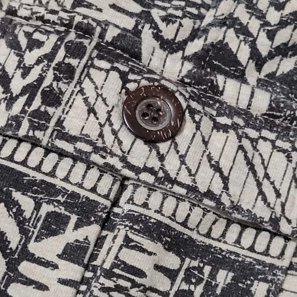 Charter Club Tan Jacket Beige 80s 90s Ethnic Geo Print Size M Button Up Cotton - Picture 6 of 7